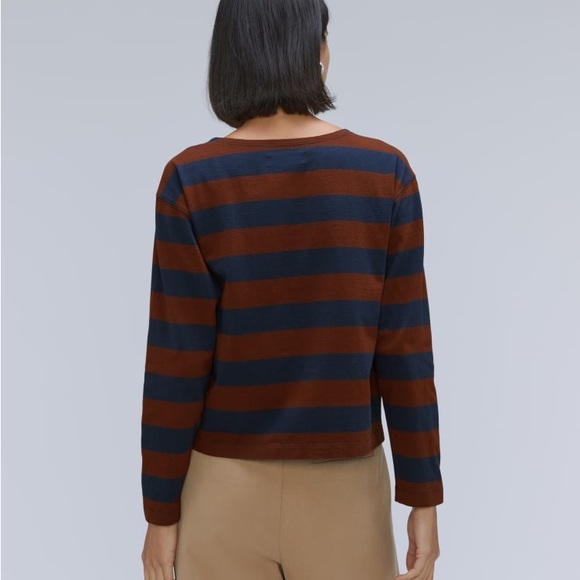 Everlane The Modern Breton Tee Multiple Color Carob and Navy Size XL - Picture 2 of 8